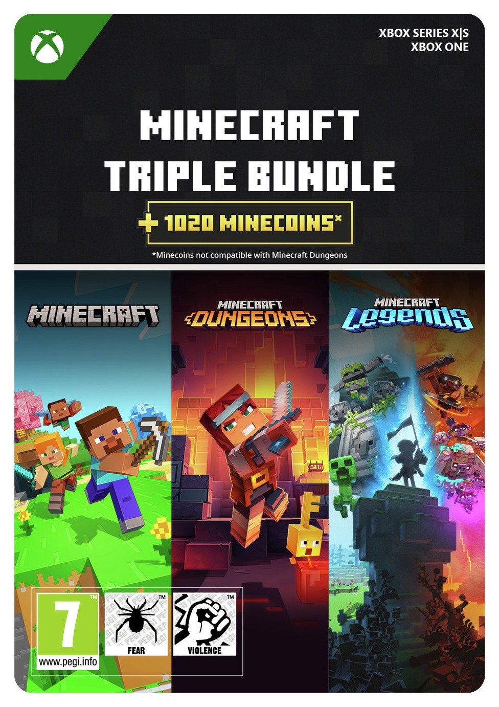 Minecraft Triple Bundle +1020 Minecoins Xbox Game Digital DL