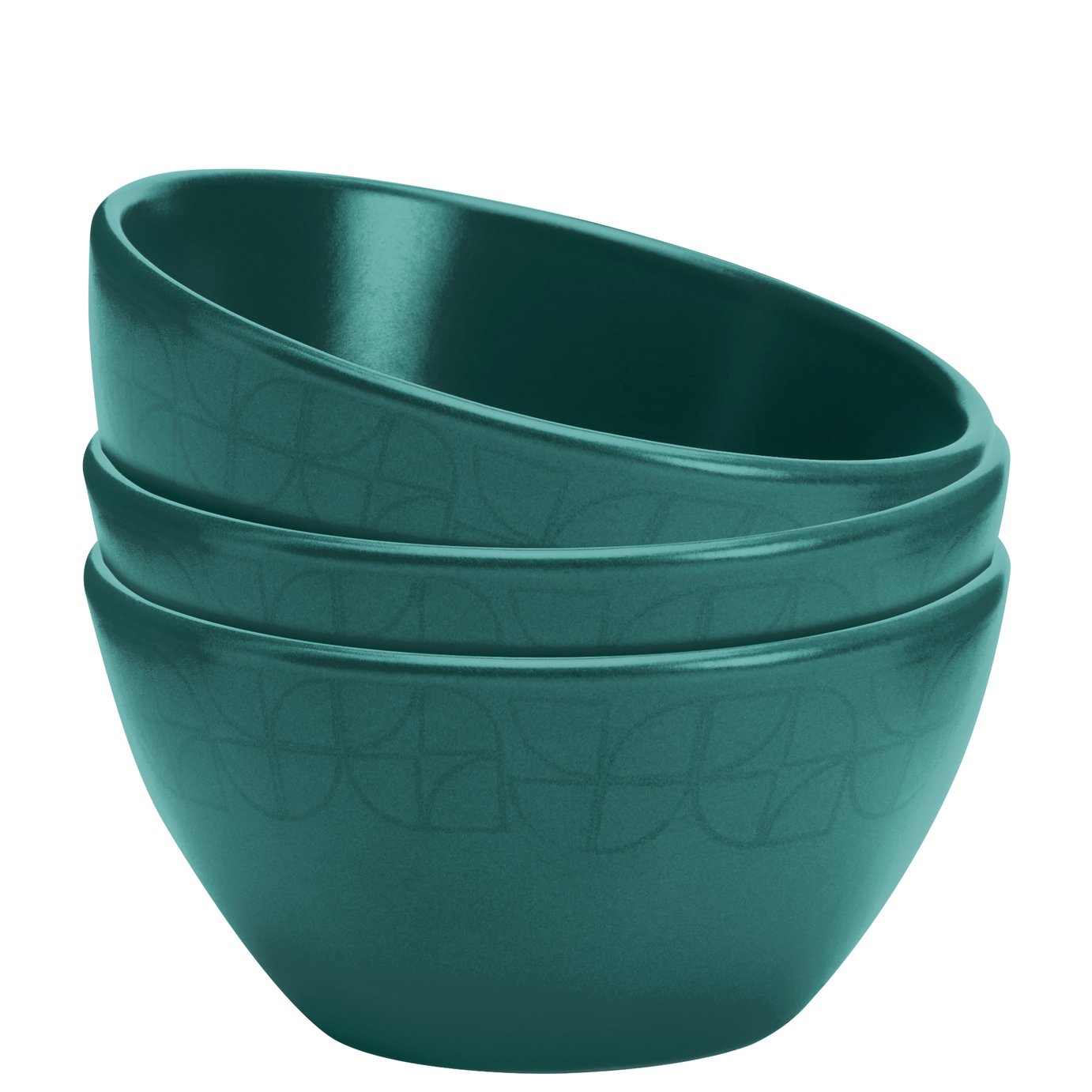 Argos Home Geo 3 Piece Stoneware Nibble Bowls - Teal