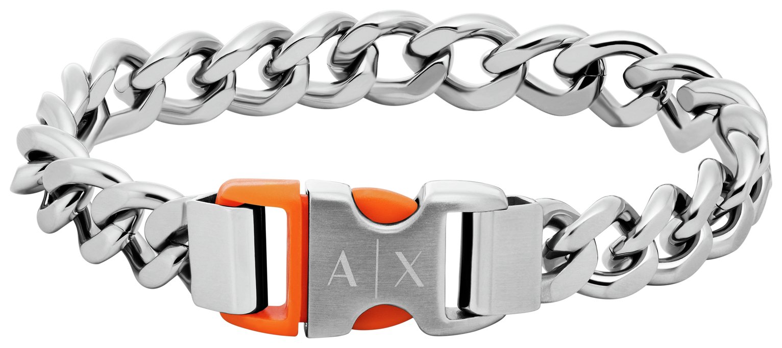 Armani Exchange Stainless Steel Silver Chain Bracelet 
