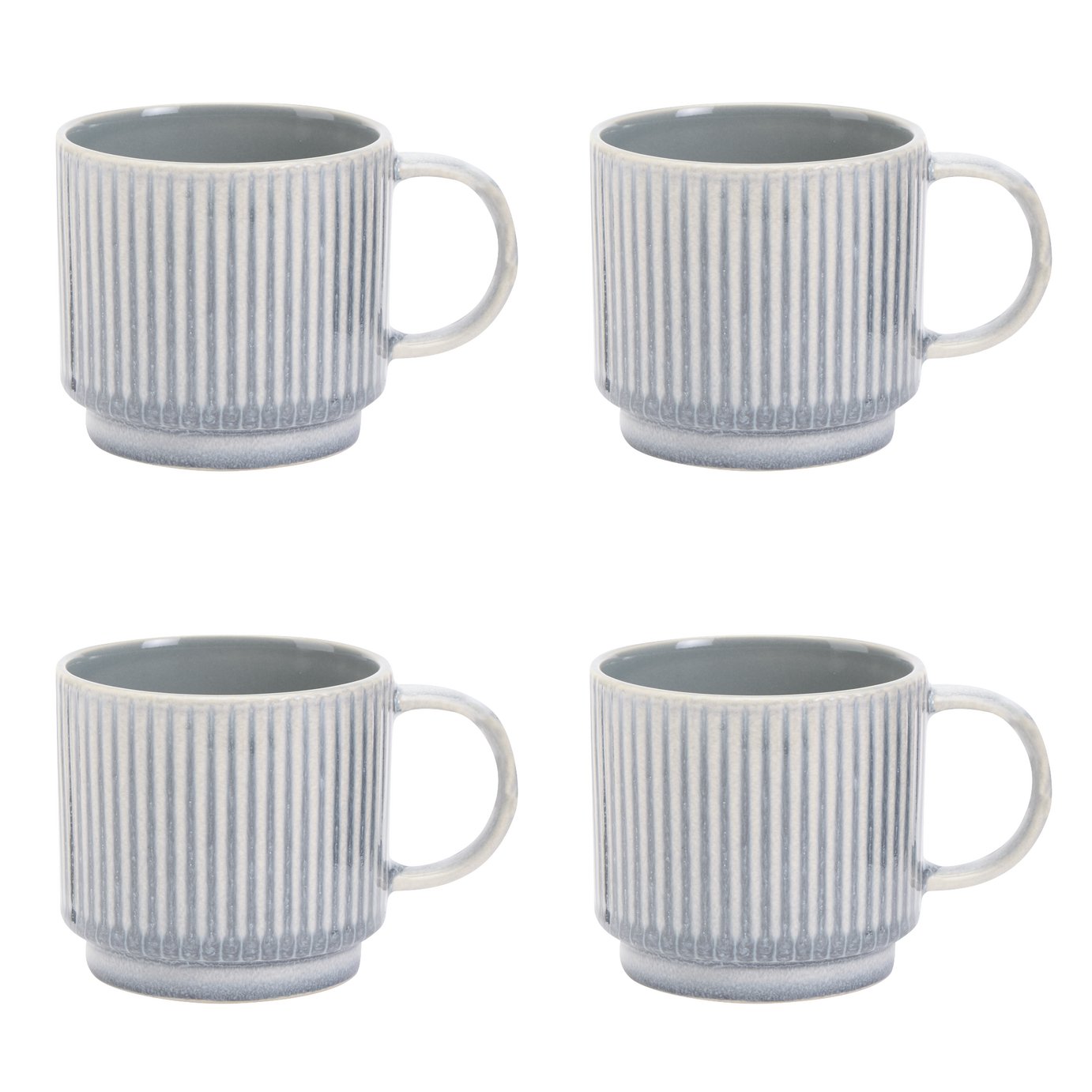 Buy Argos Home Ribbed Reactive Set of Stoneware Mugs Grey