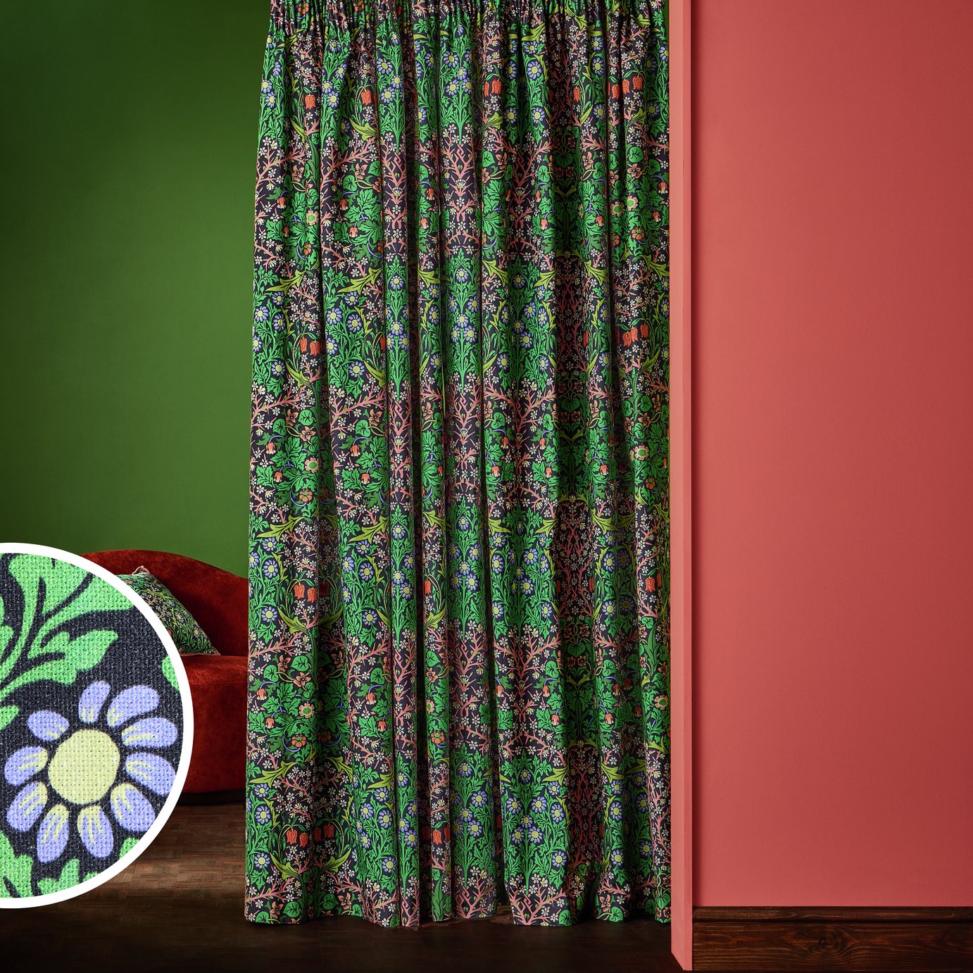 Habitat x Morris & Co. Blackthorn Curtain - Green