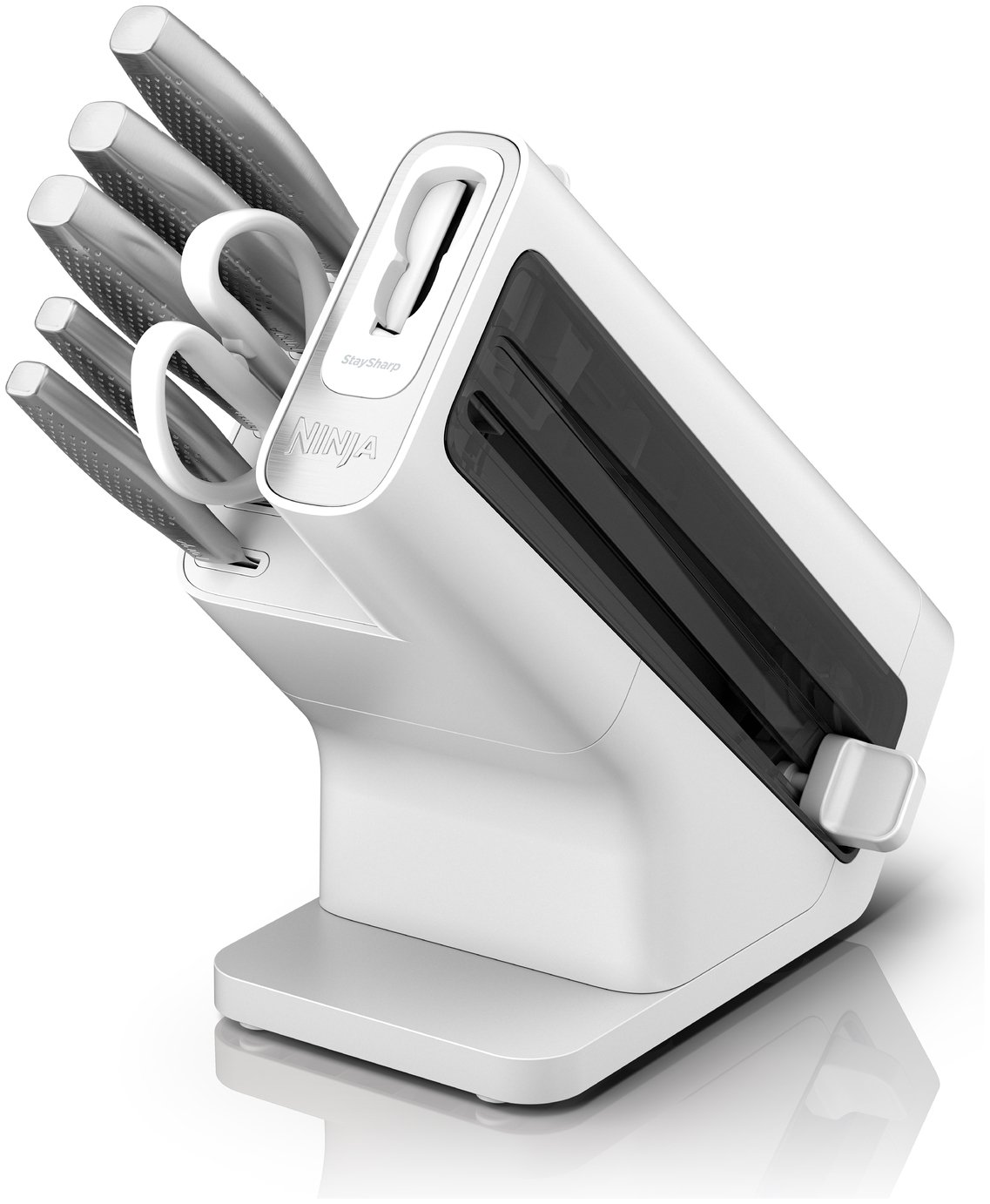 Ninja Stay Sharp 6 Piece Stainless Steel Knife Block - White
