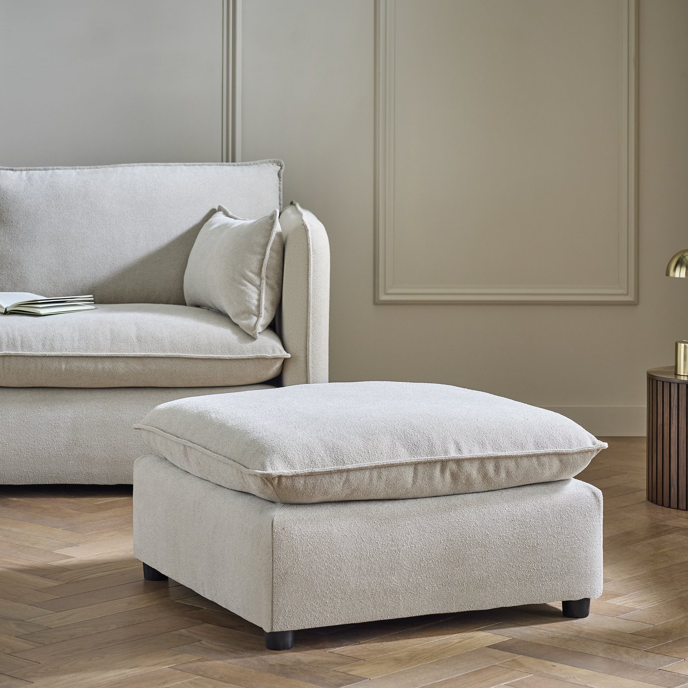 Habitat Willow Fabric Footstool - Natural