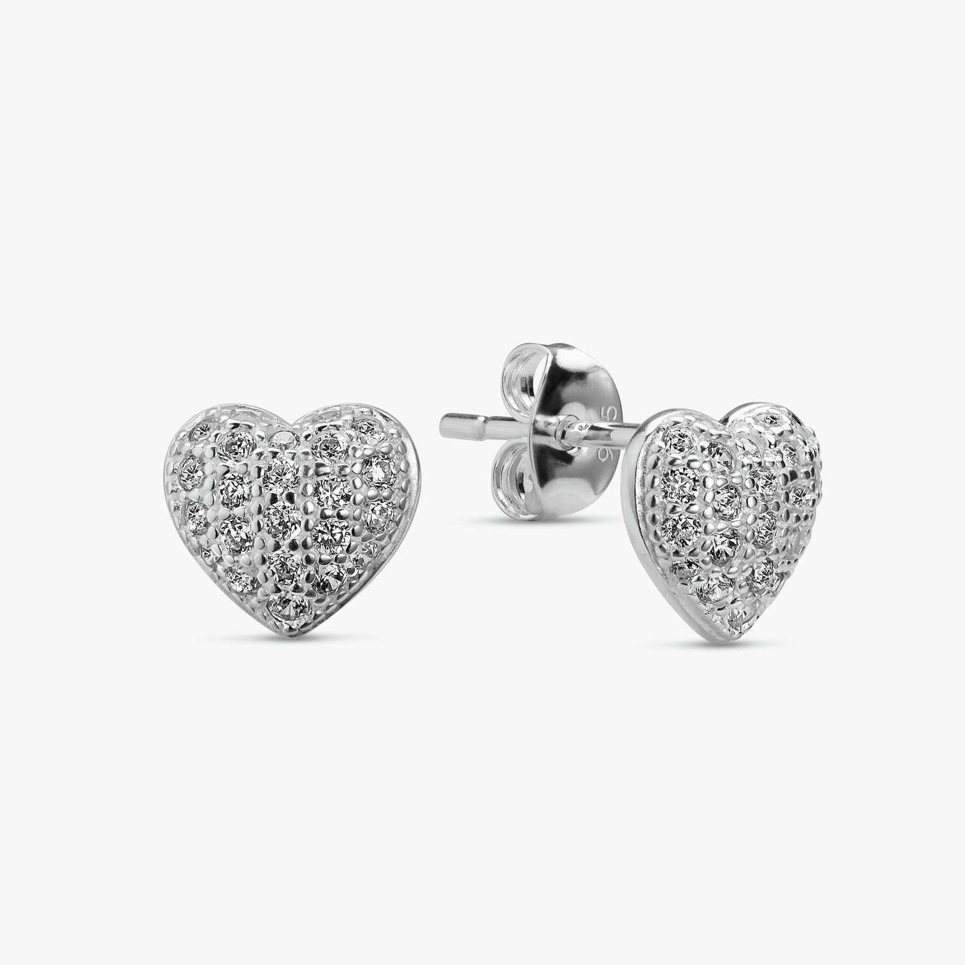 Revere Sterling Silver Pave Heart Stud Earrings