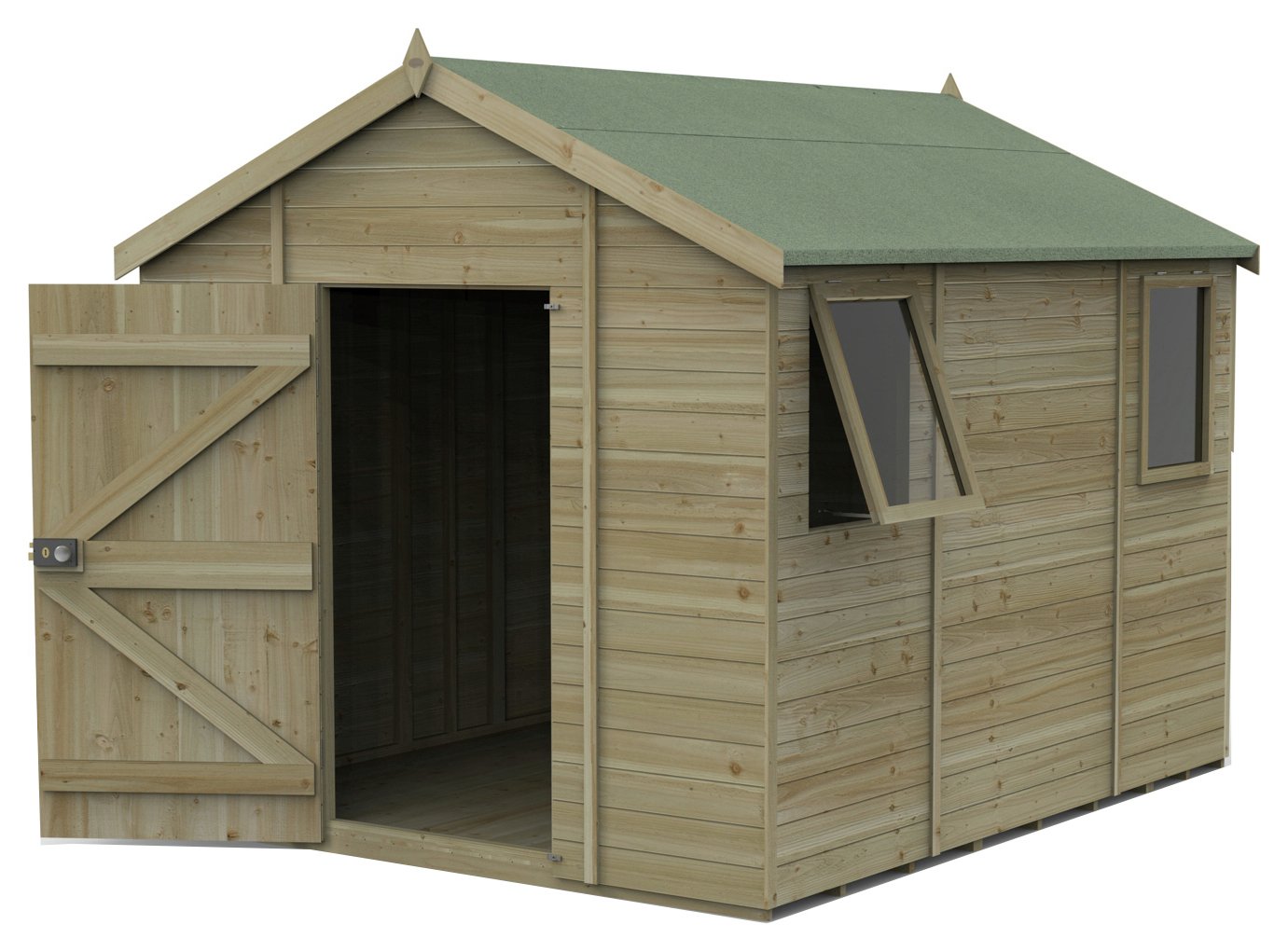 Forest Timberdale 2 Clear Windows Apex Shed - 10 x 8ft