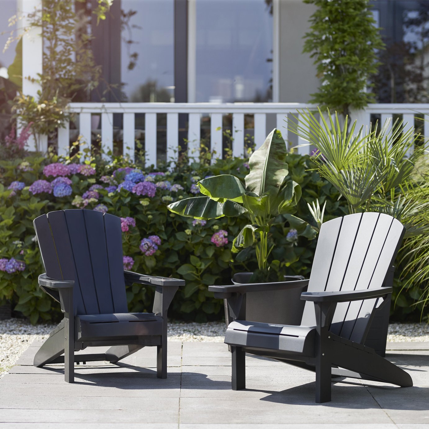 Keter Set of 2 Plastic Garden Adirondack Chairs - Graphite