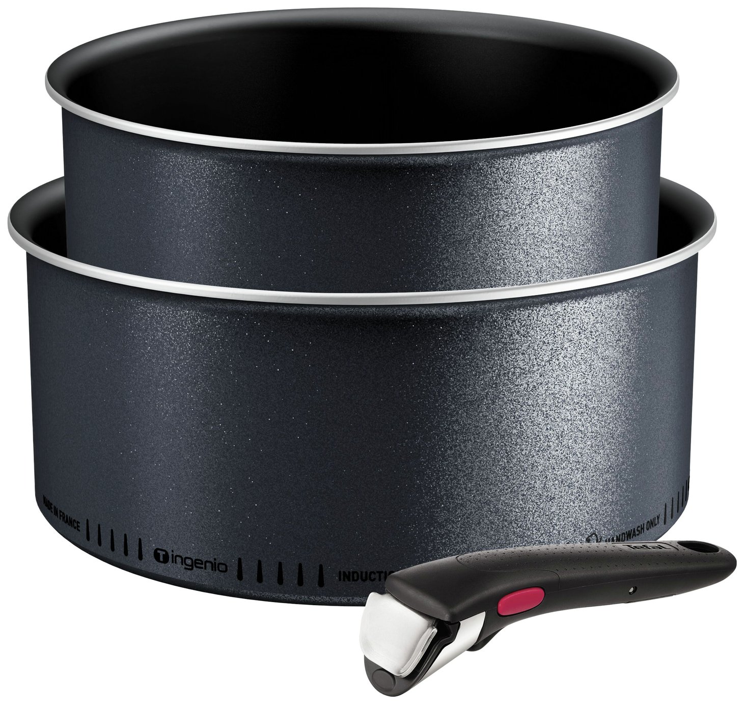 Tefal So Light 3 Piece Aluminium Saucepan Set  - Black