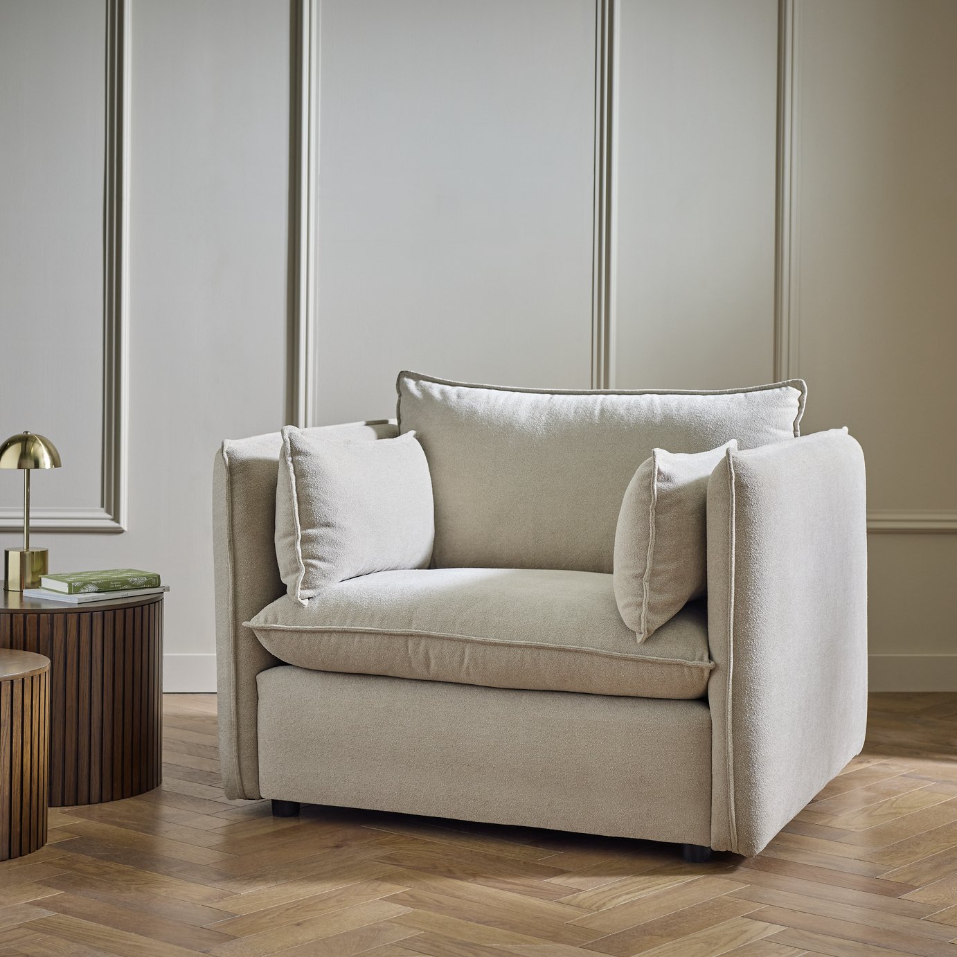 Habitat Willow Fabric Cuddle Chair - Natural