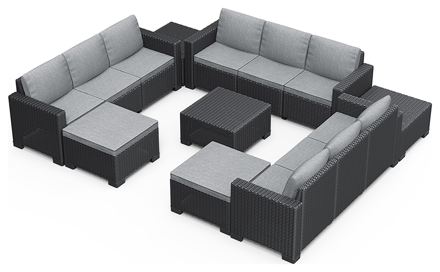 Keter California 11 Seater Garden Corner Sofa Set - Grey