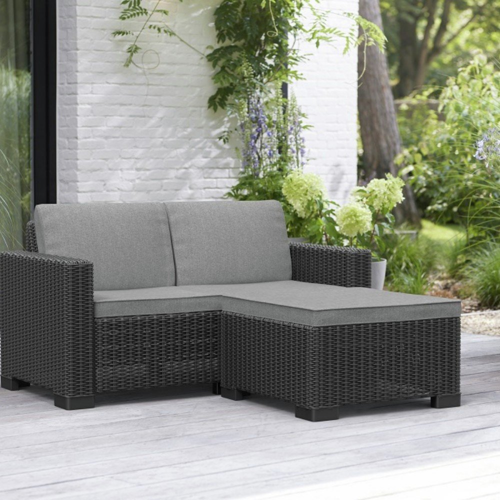 Keter California 2 Seater Garden Chaise Sofa Set - Grey
