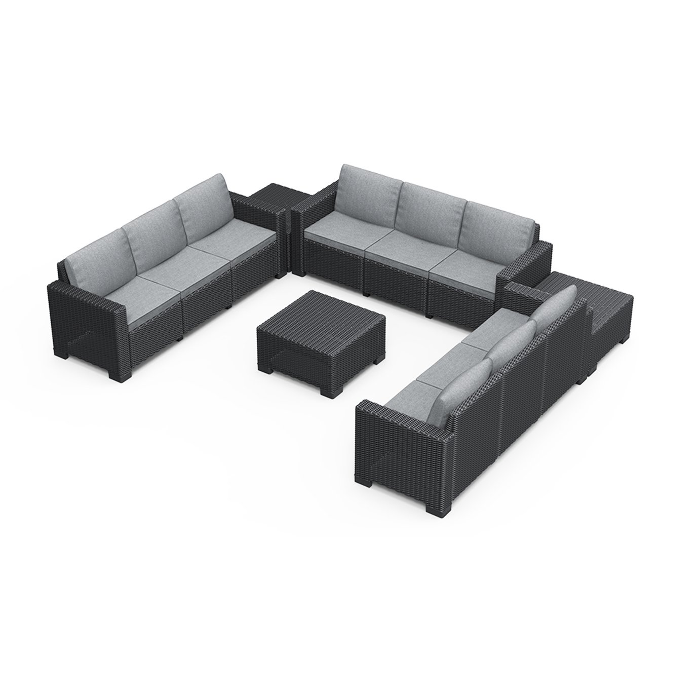 Keter California 9 Seater Garden Corner Sofa Set - Grey