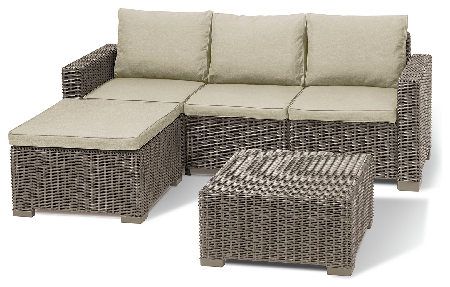 Keter California 3 Seater Garden Corner Sofa Set-Cappuccino