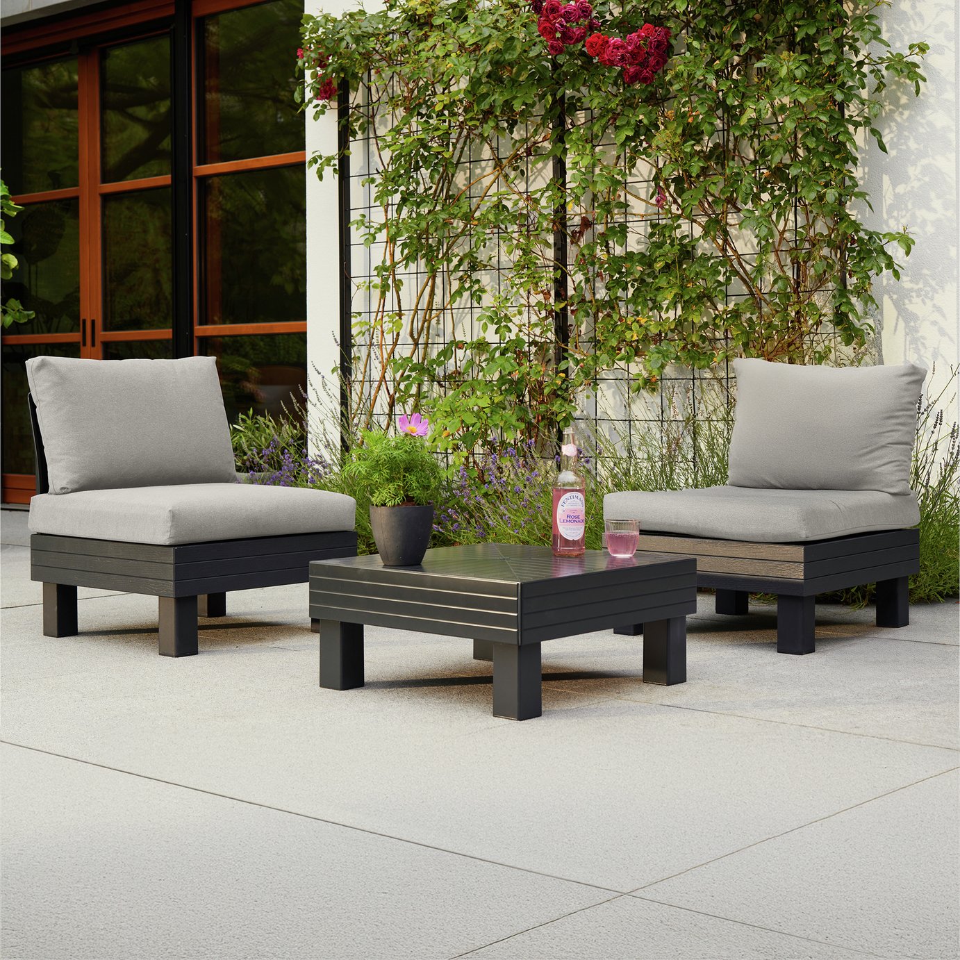 Keter Elements 2 Seater Plastic Garden Bistro Set - Grey