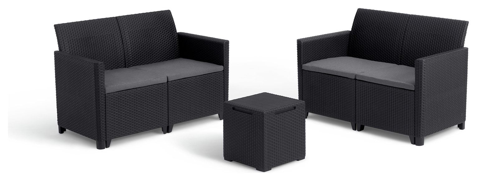 Keter Marie 4 seat lounge set with storage table - Graphite