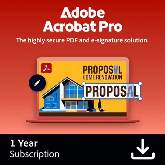 Adobe Acrobat Pro Software 1 Year Digital Download