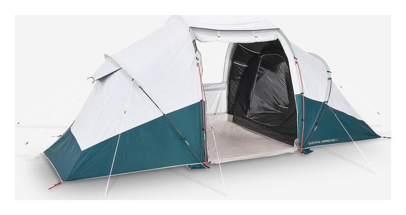 Decathlon 4 Person, 2 Rooms Camping Tent With Poles 4.2 F&B