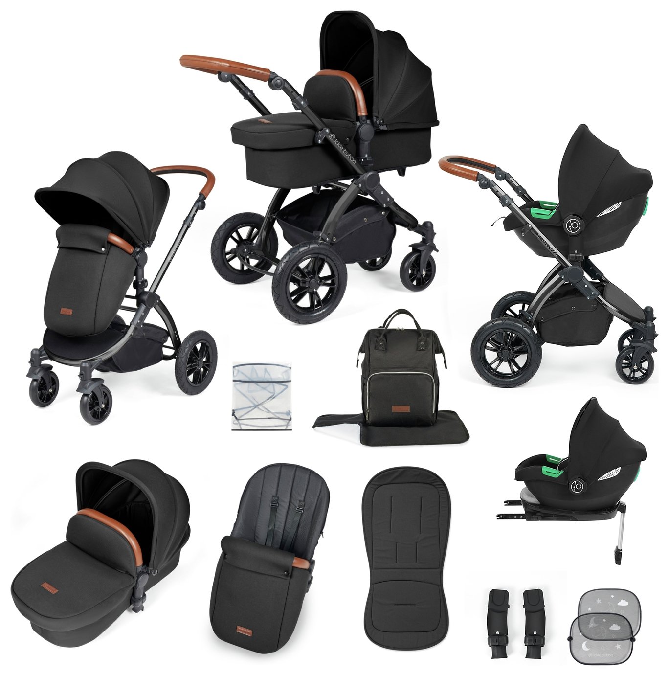 Ickle Bubba Stomp Luxe 12pc Isofix Travel System - Black 