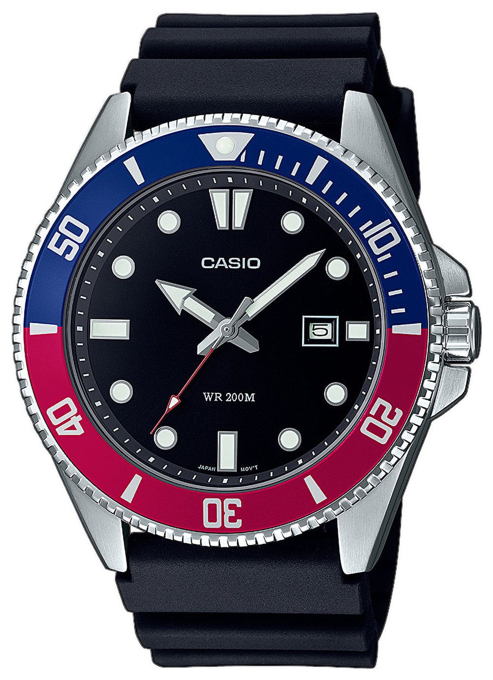 Casio Stainless Steel Black Strap Dual Colour Bezel Watch