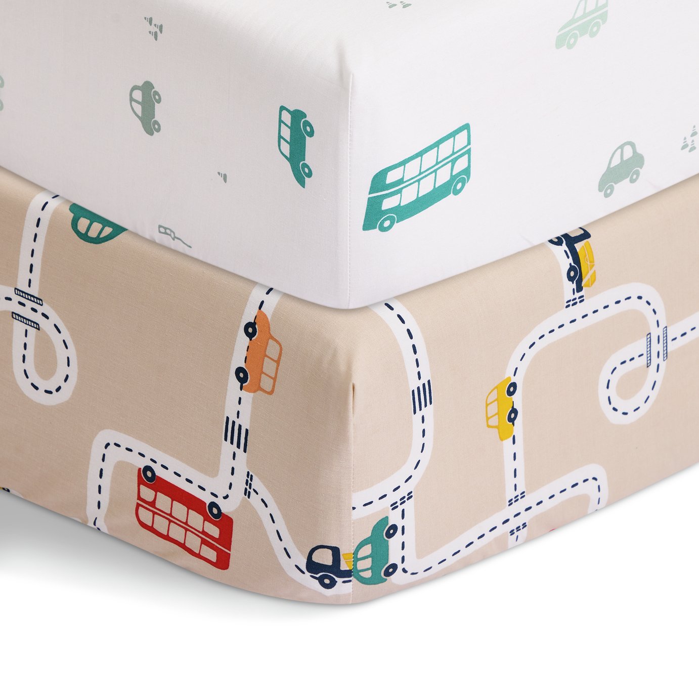 Habitat Transport Twin Pack Nursery Fitted Sheet