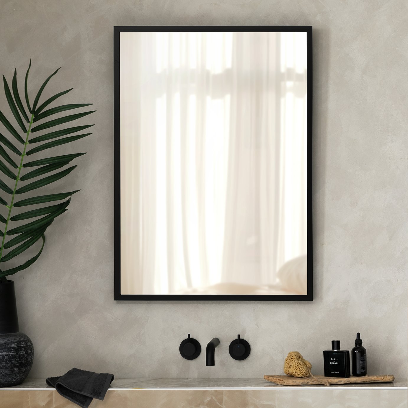 Home Essentials Black Wall Mirror - 90x65cm