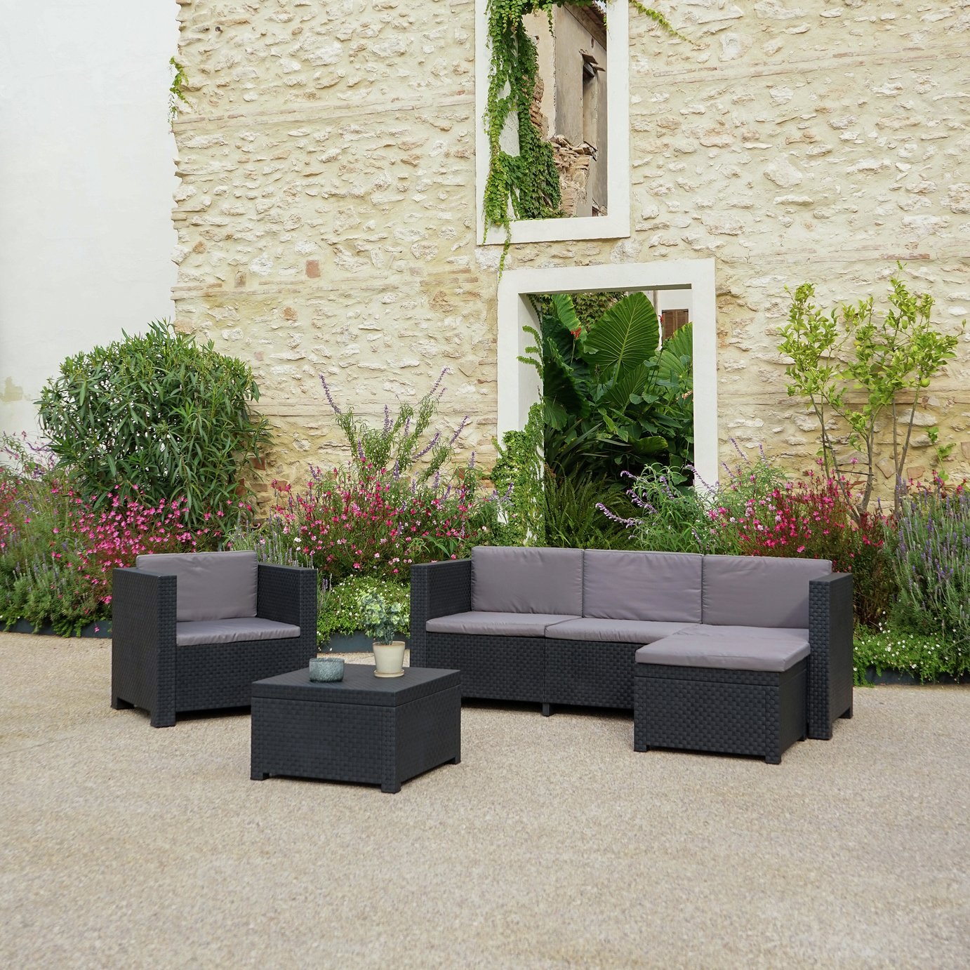 Shaf Manhattan 4 Seater Rattan Effect Garden Sofa Set - Grey
