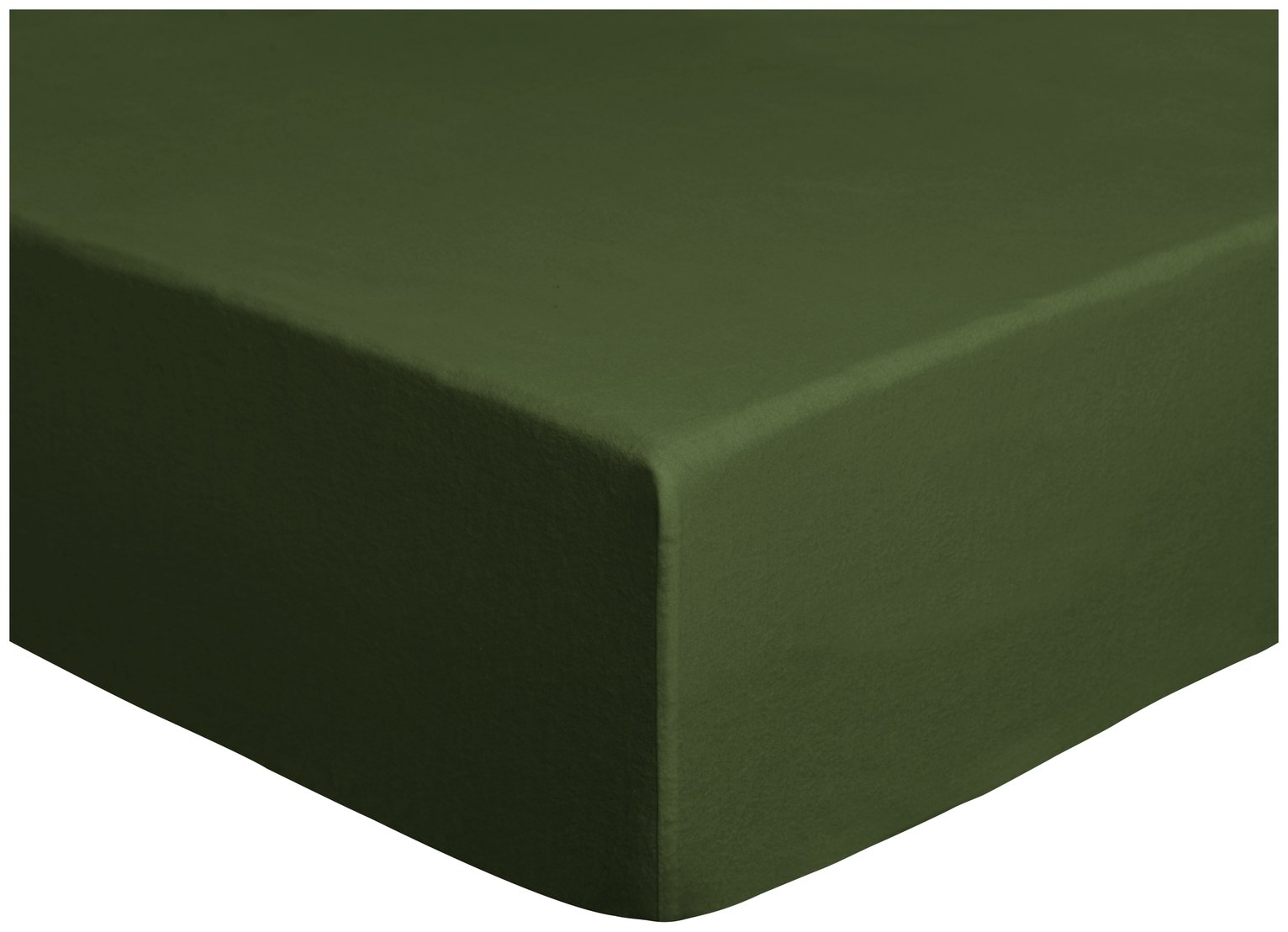 Habitat Cotton Brushed Plain Green Fitted Sheet - Double