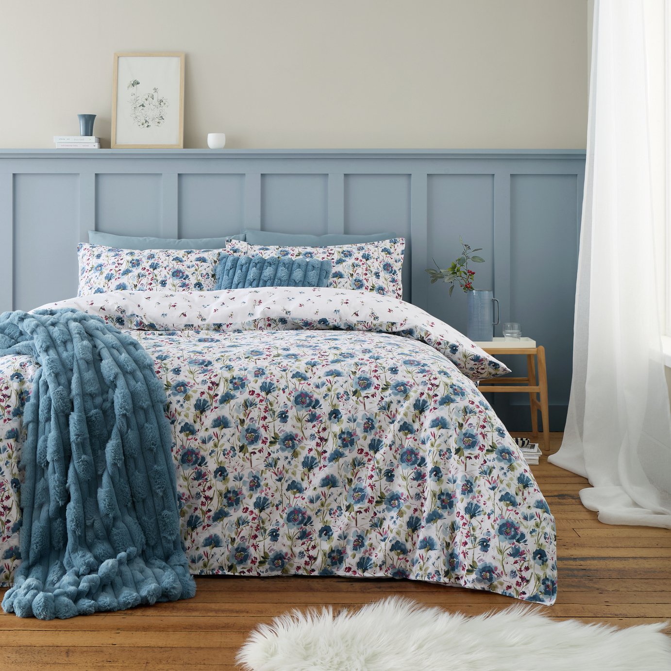 Bianca Brushed Cotton Ophelia Floral Bedding Set - King size
