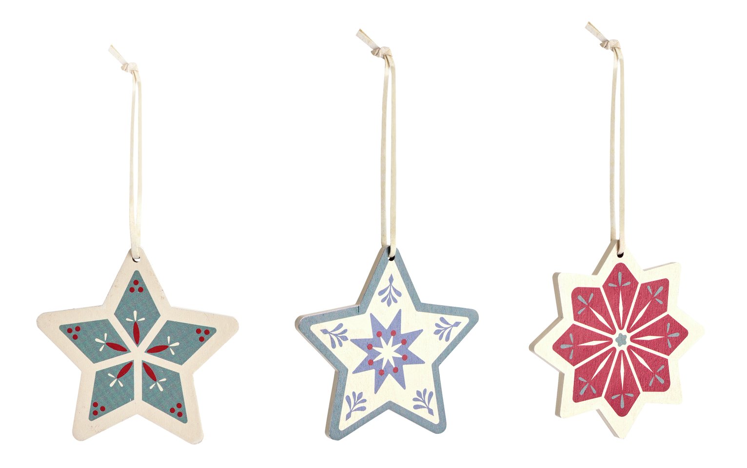 Habitat Pack of 6 Wooden Star Christmas Ornament