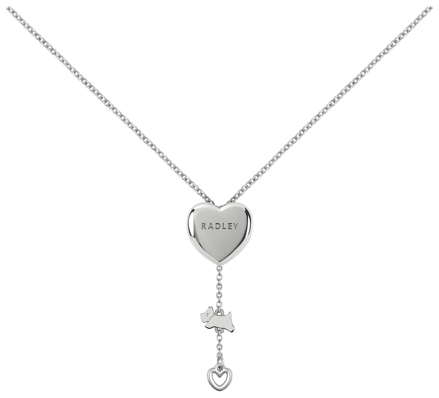 Radley Silver Plated Heart Lariat Pendant Necklace