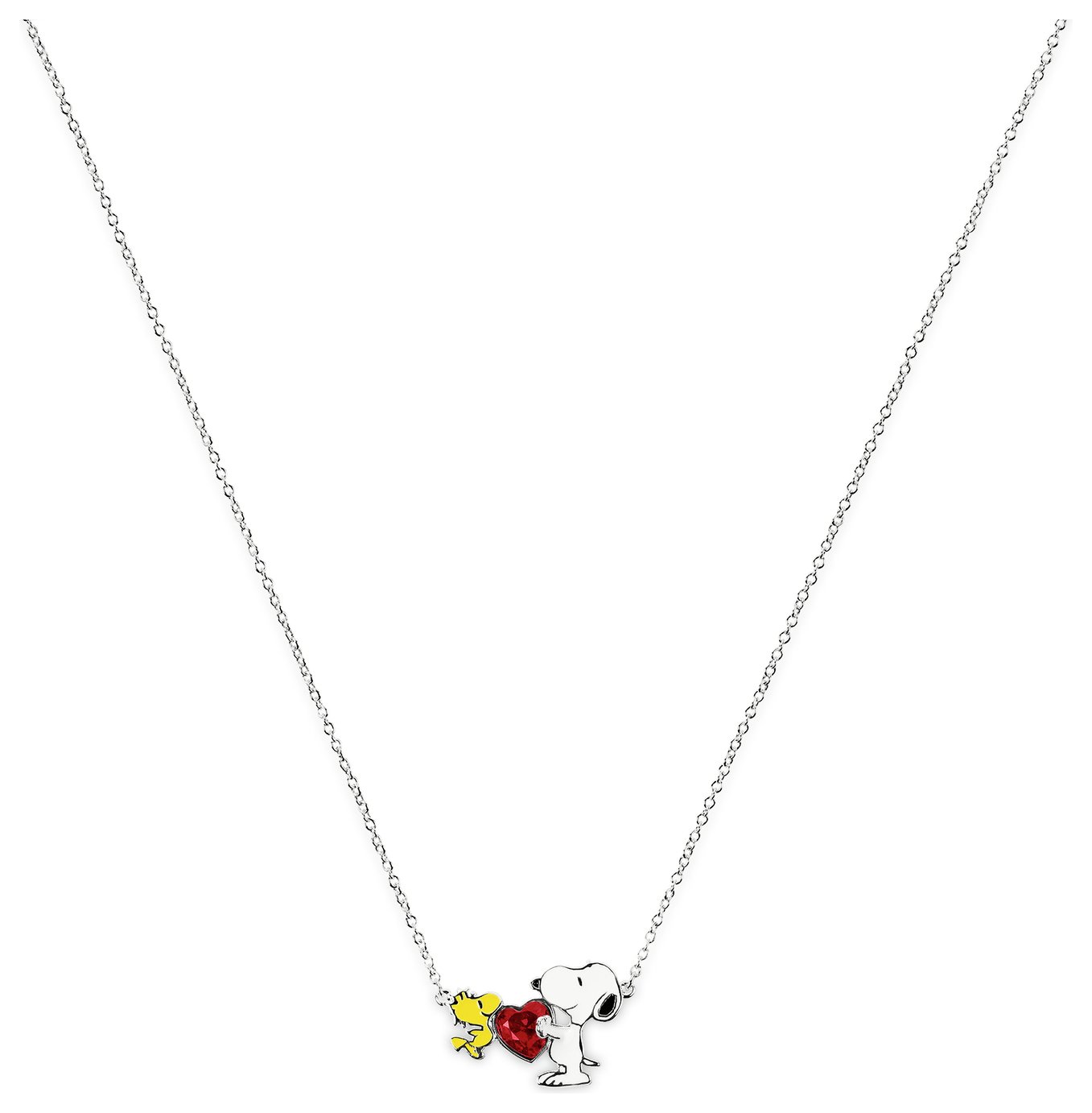 Peanuts Snoopy & Woodstock Heart Charm Necklace