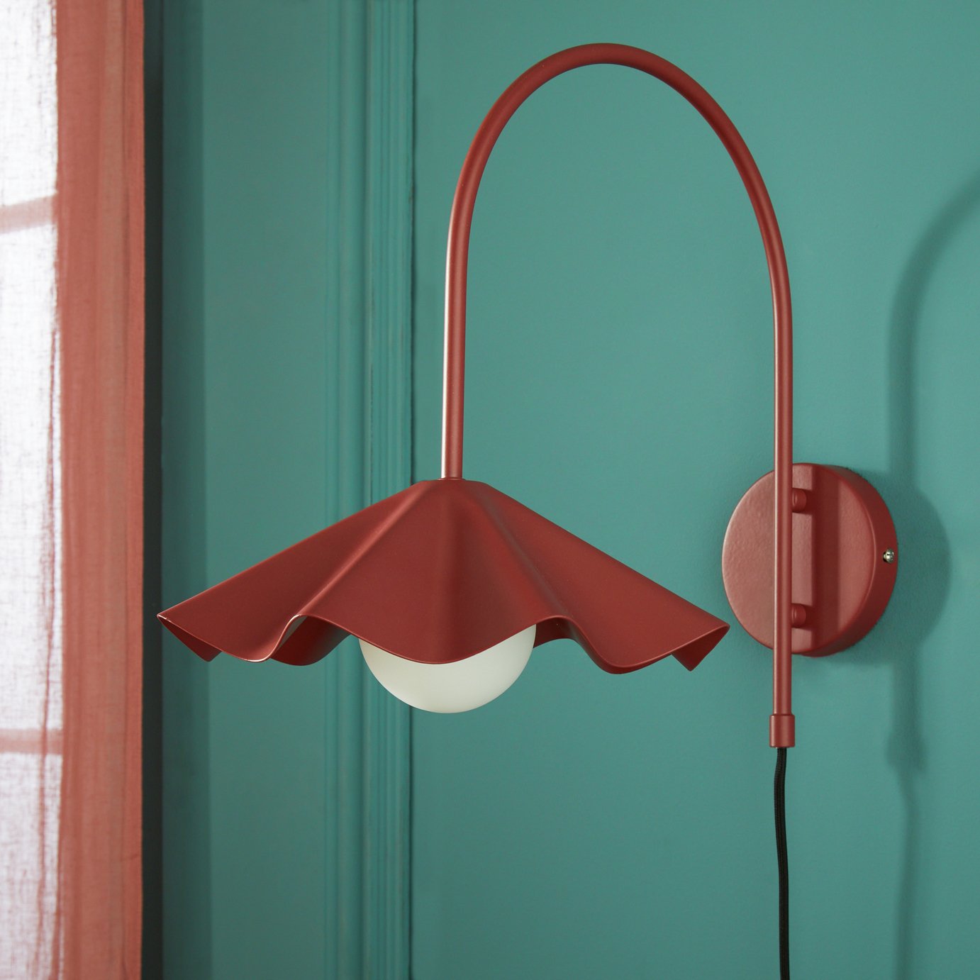 Habitat Yuno Pleat Arch Metal Wall Light - Red