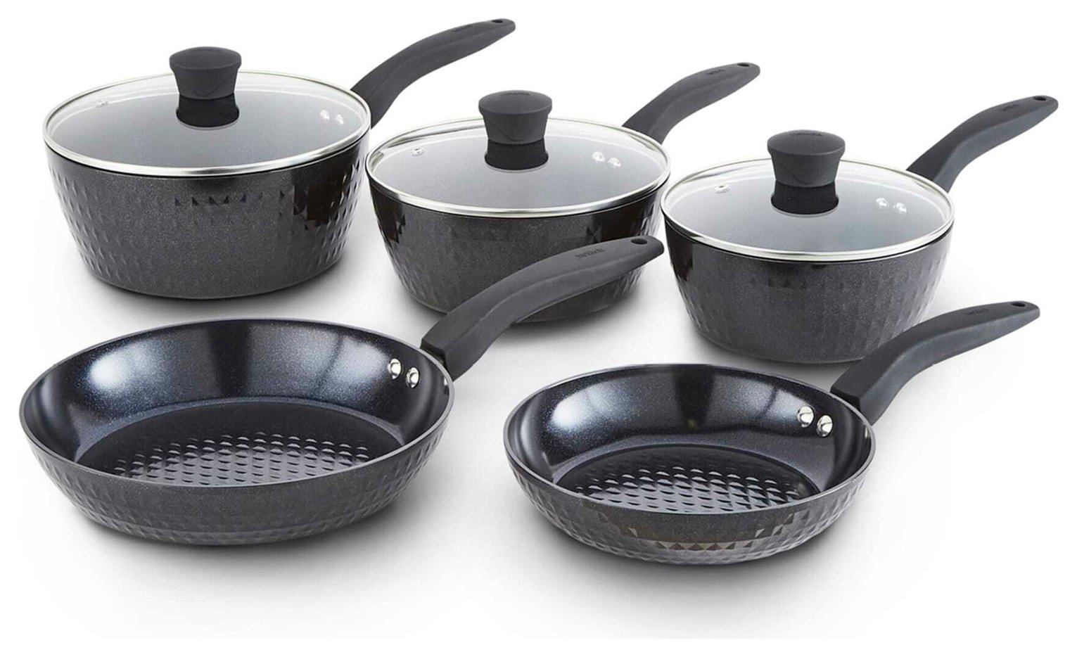 Tower Diamo 5 Piece Aluminium Pan Set - Black