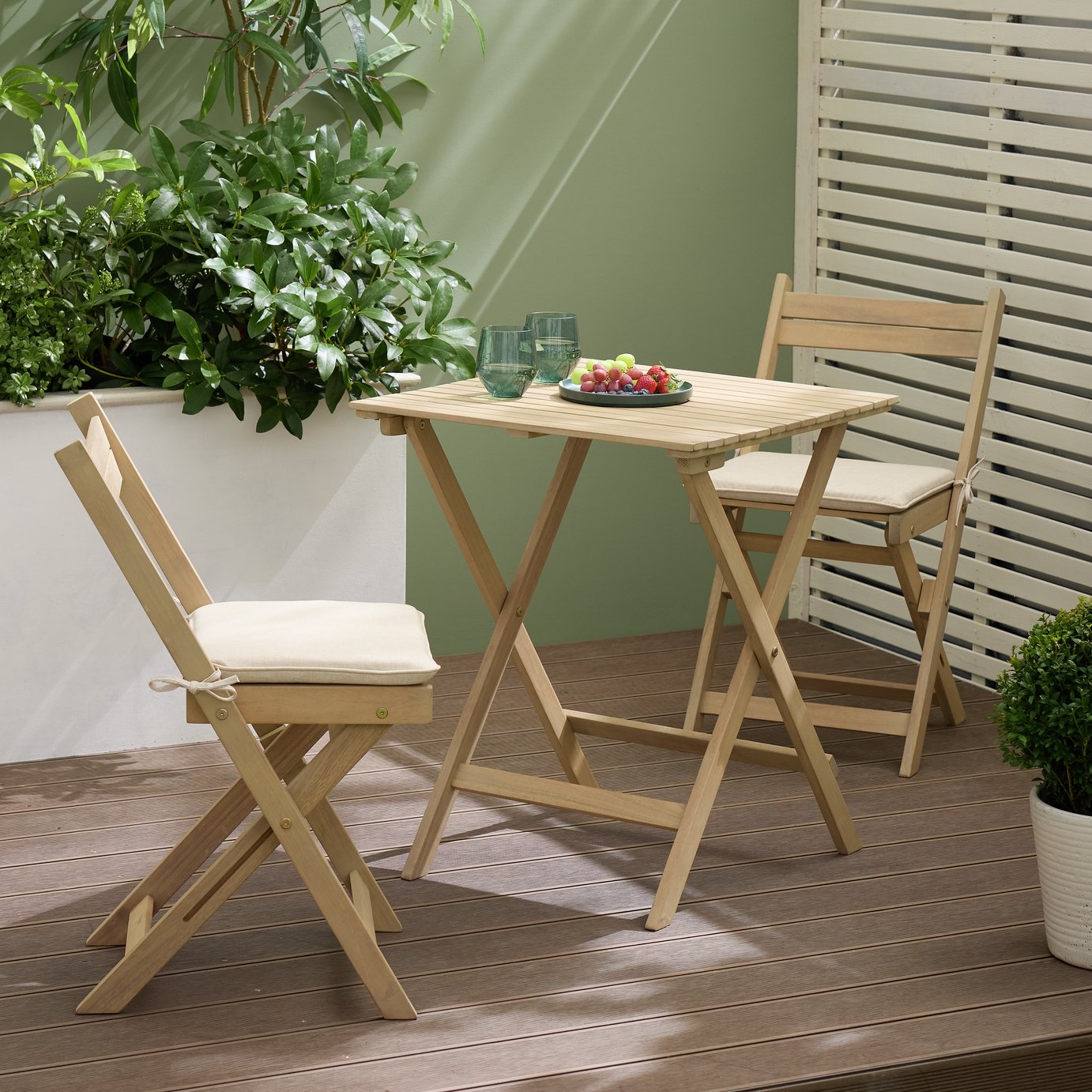 Habitat Evissa 2 Seater Folding Wooden Garden Bistro Set