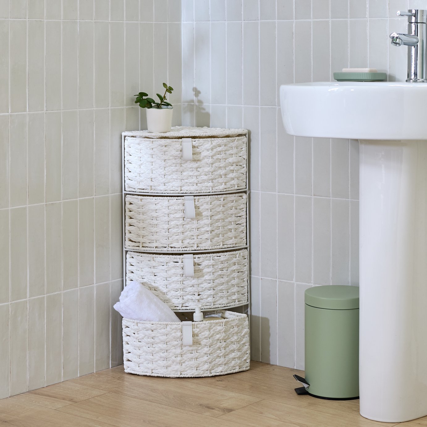 Argos Home 4 Drawer Bathroom Storage Corner Unit - White