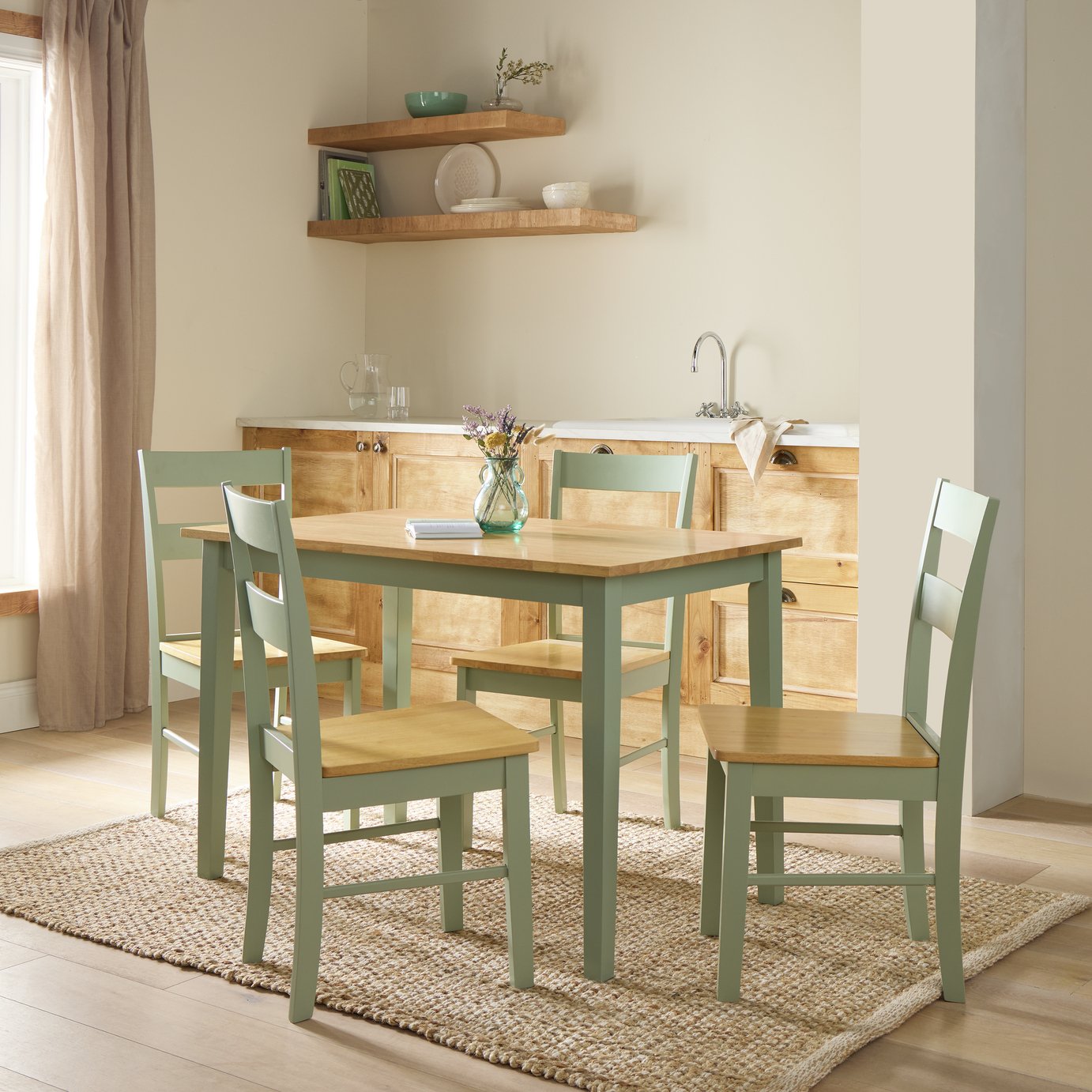 Argos Home Chicago Sage Green Dining Table & 4 Chairs