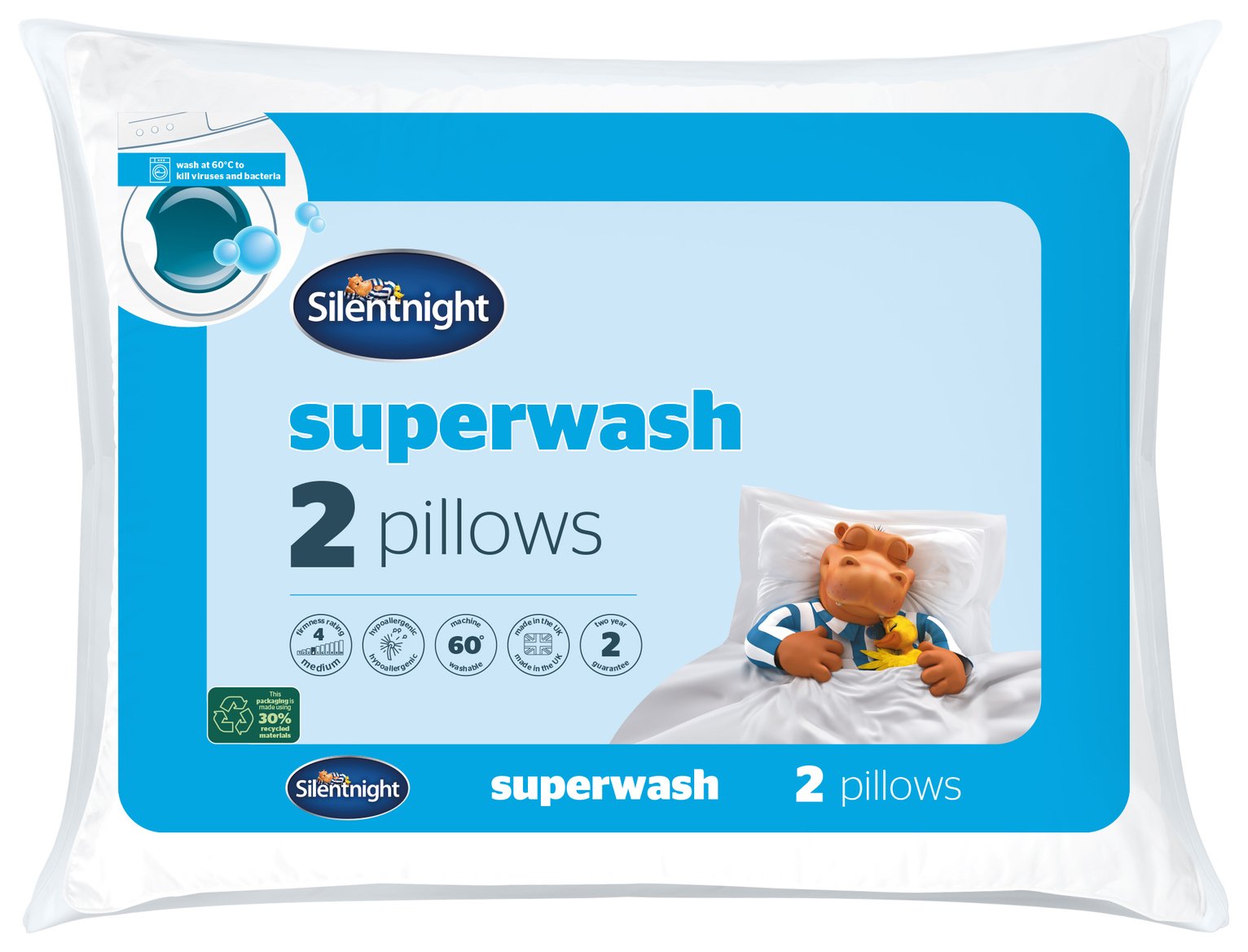 Silentnight Superwash Medium Firm Pillow - 2 Pack