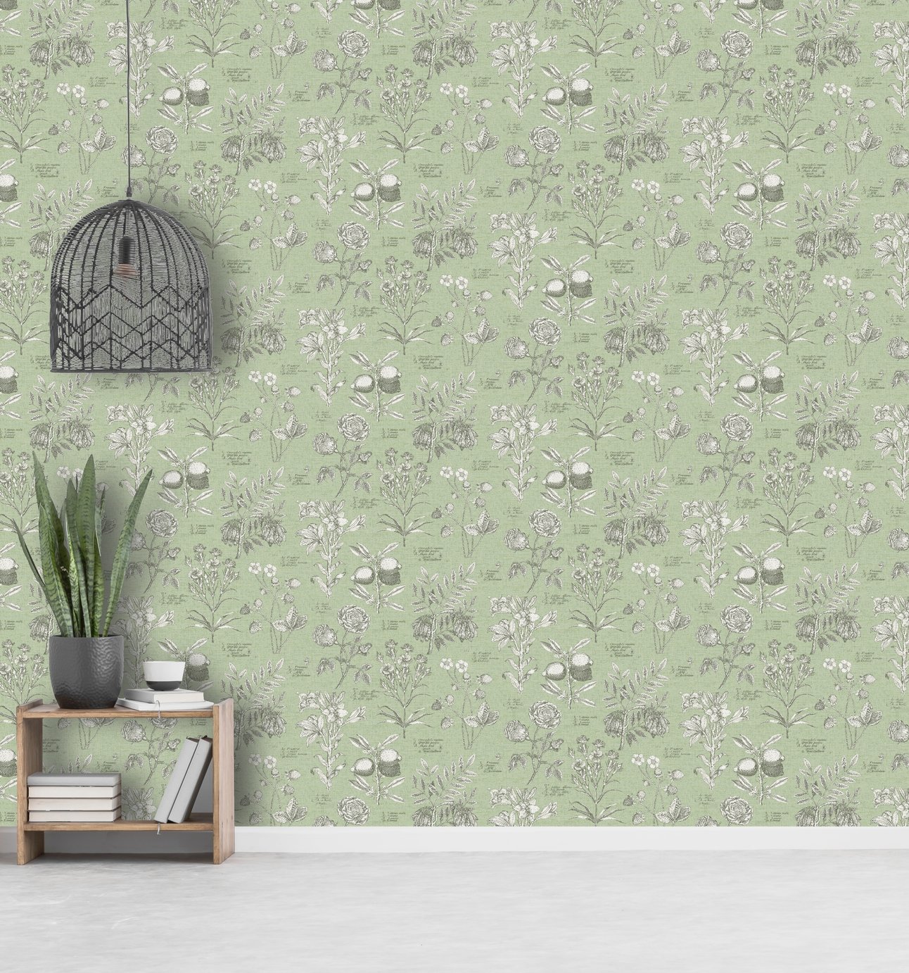 RHS Botanical Sketchbook Sage Wallpaper