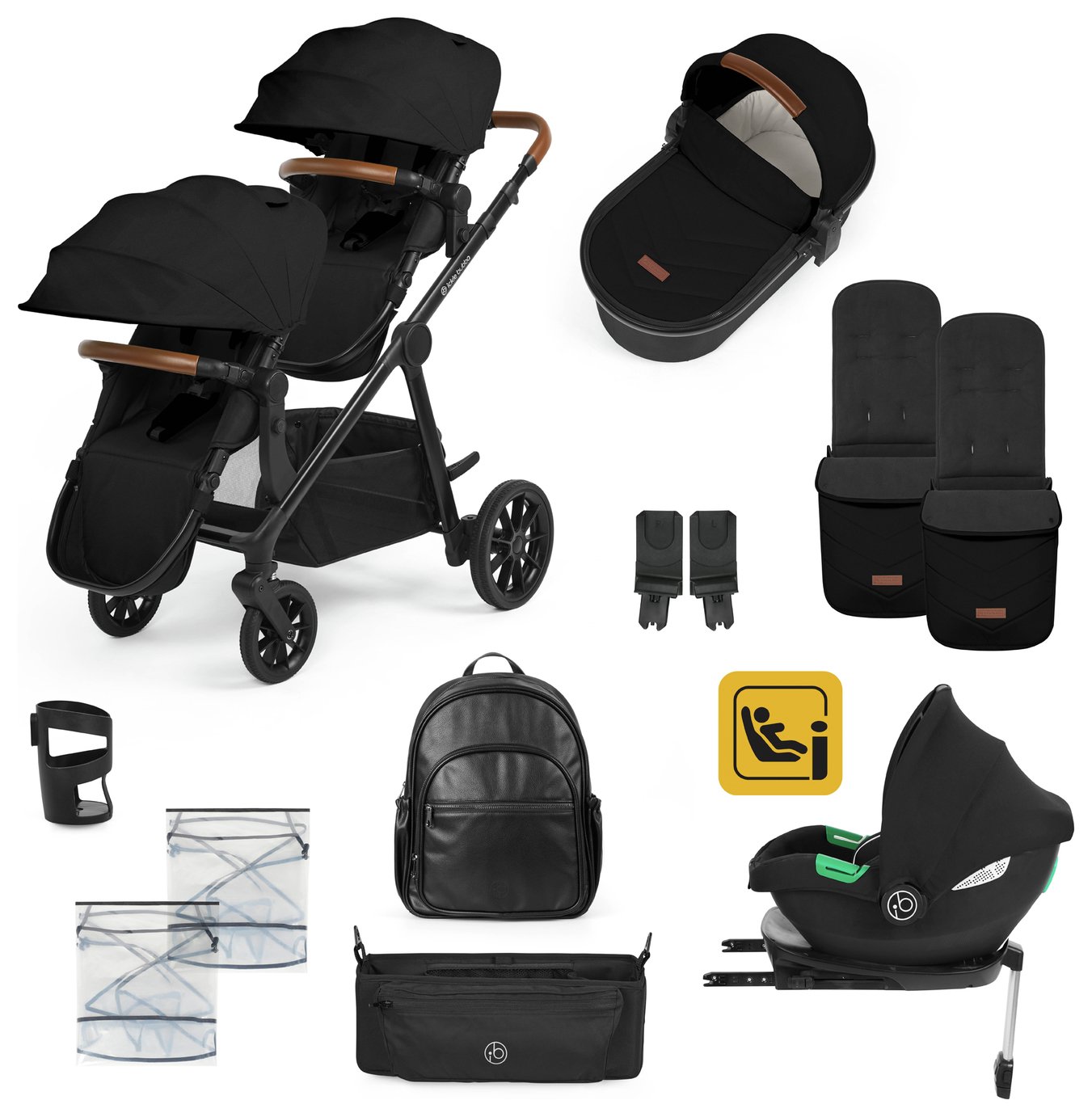 Ickle Bubba Virgo 14pc Isofix Travel System - Black 