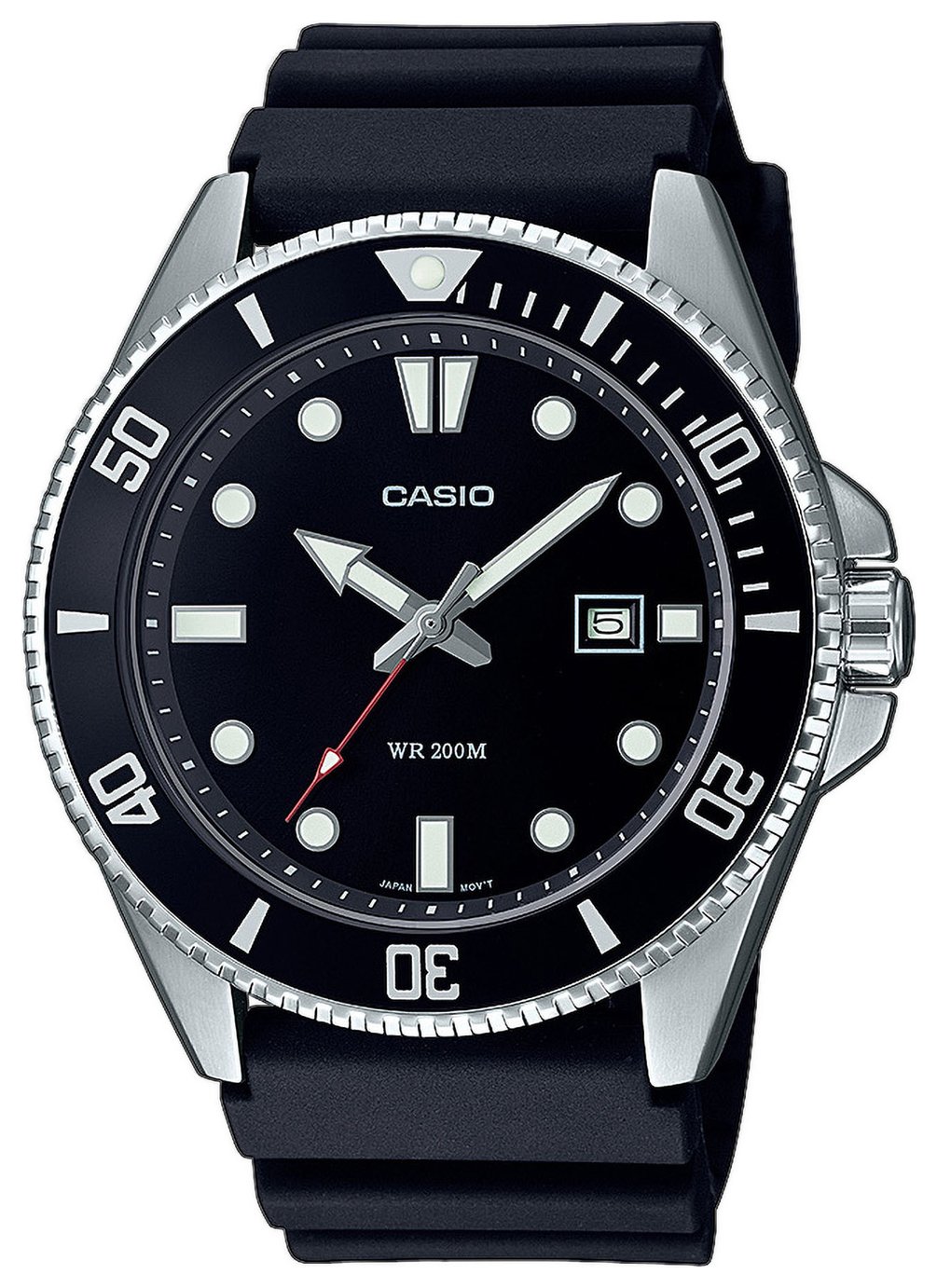 Casio Stainless Steel Rotating Bezel Black Strap Watch