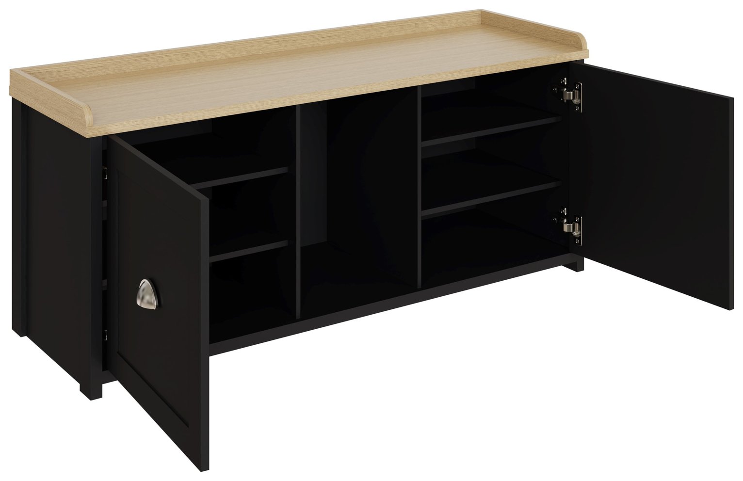 GFW Lancaster 2 Door Shoe Storage Bench - Black 