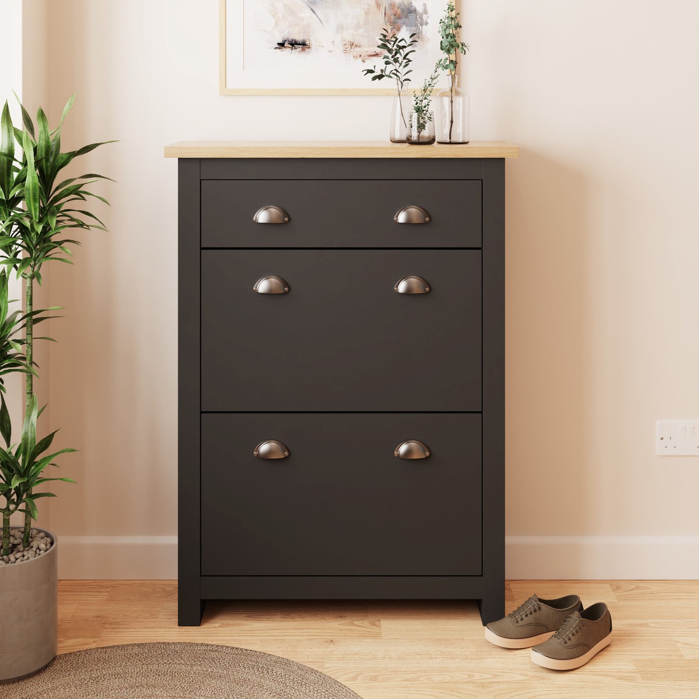 GFW Lancaster Shoe Storage Cabinet - Black