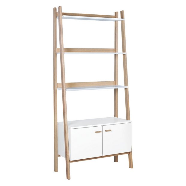 Tall white store ladder bookshelf