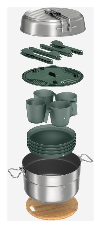 Decathlon 500 Stainless Steel Camping Cookset - 4 Person