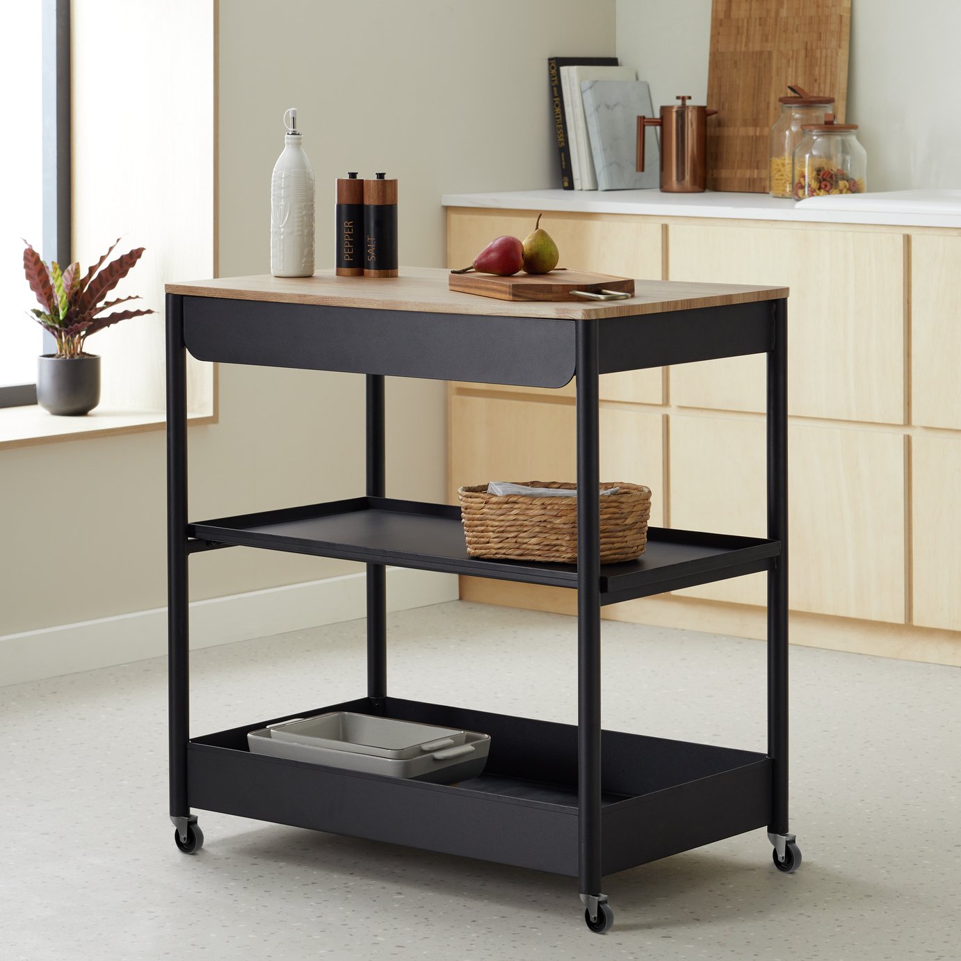 Habitat Kaylo Metal Kitchen Trolley - Black