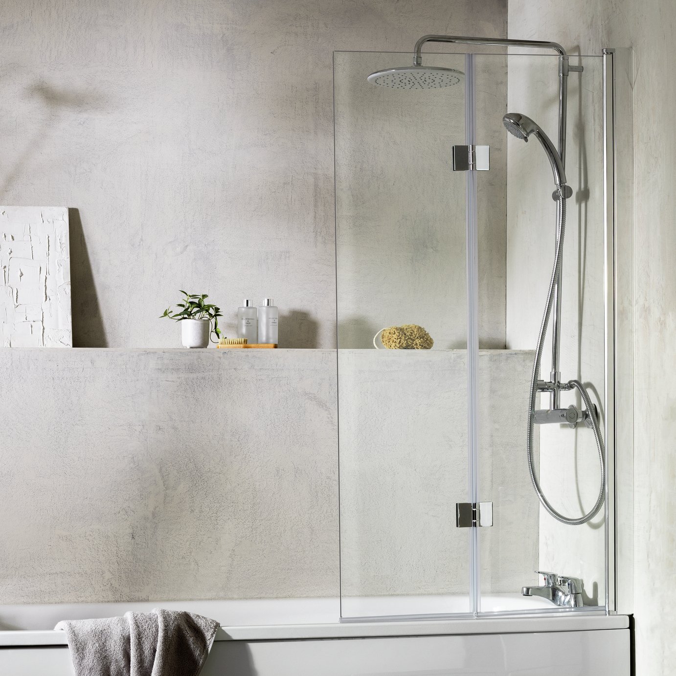 Argos Home 1400x780mm Folding Shower Screen - Chrome