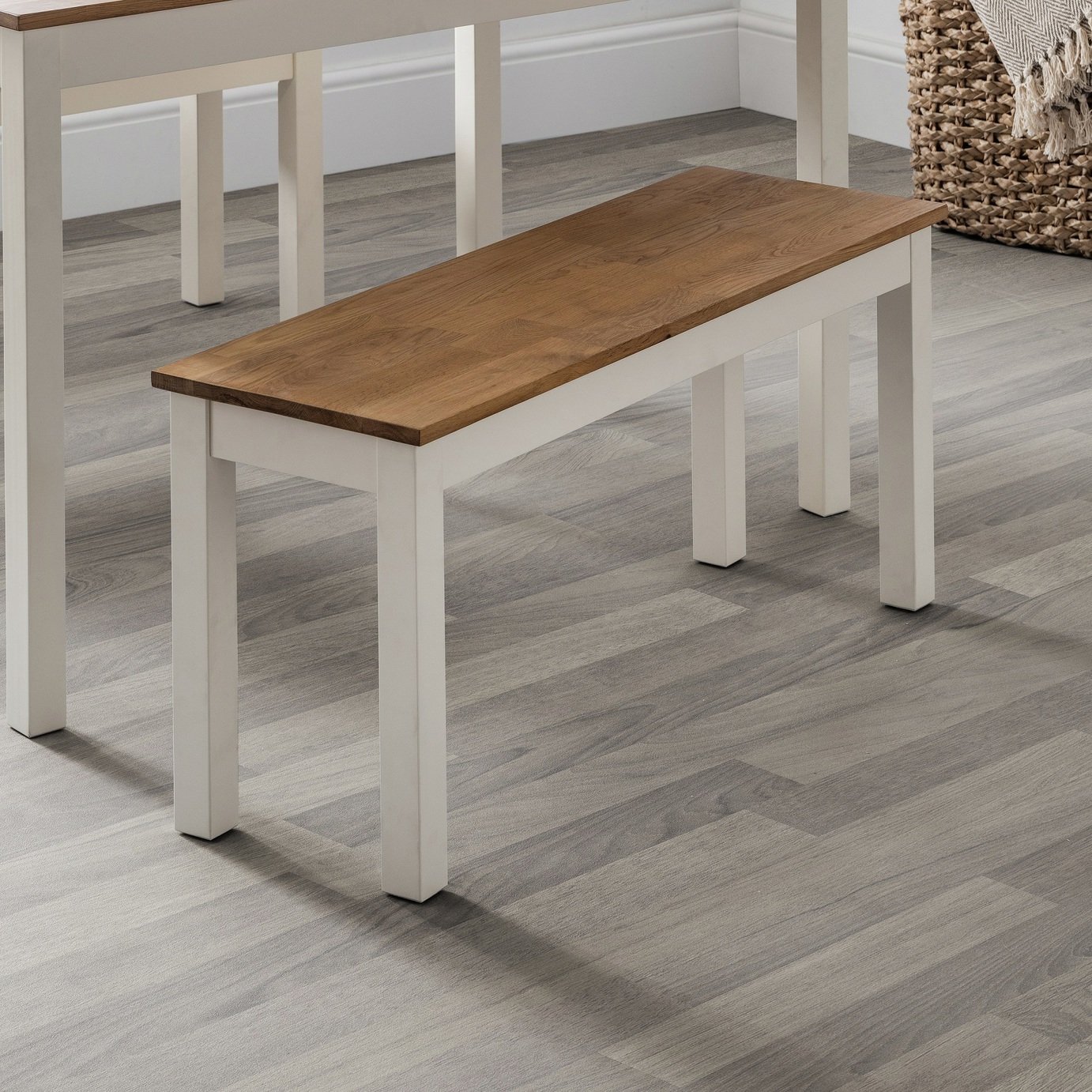 Julian Bowen Coxmoor Oak Dining Bench - Ivory