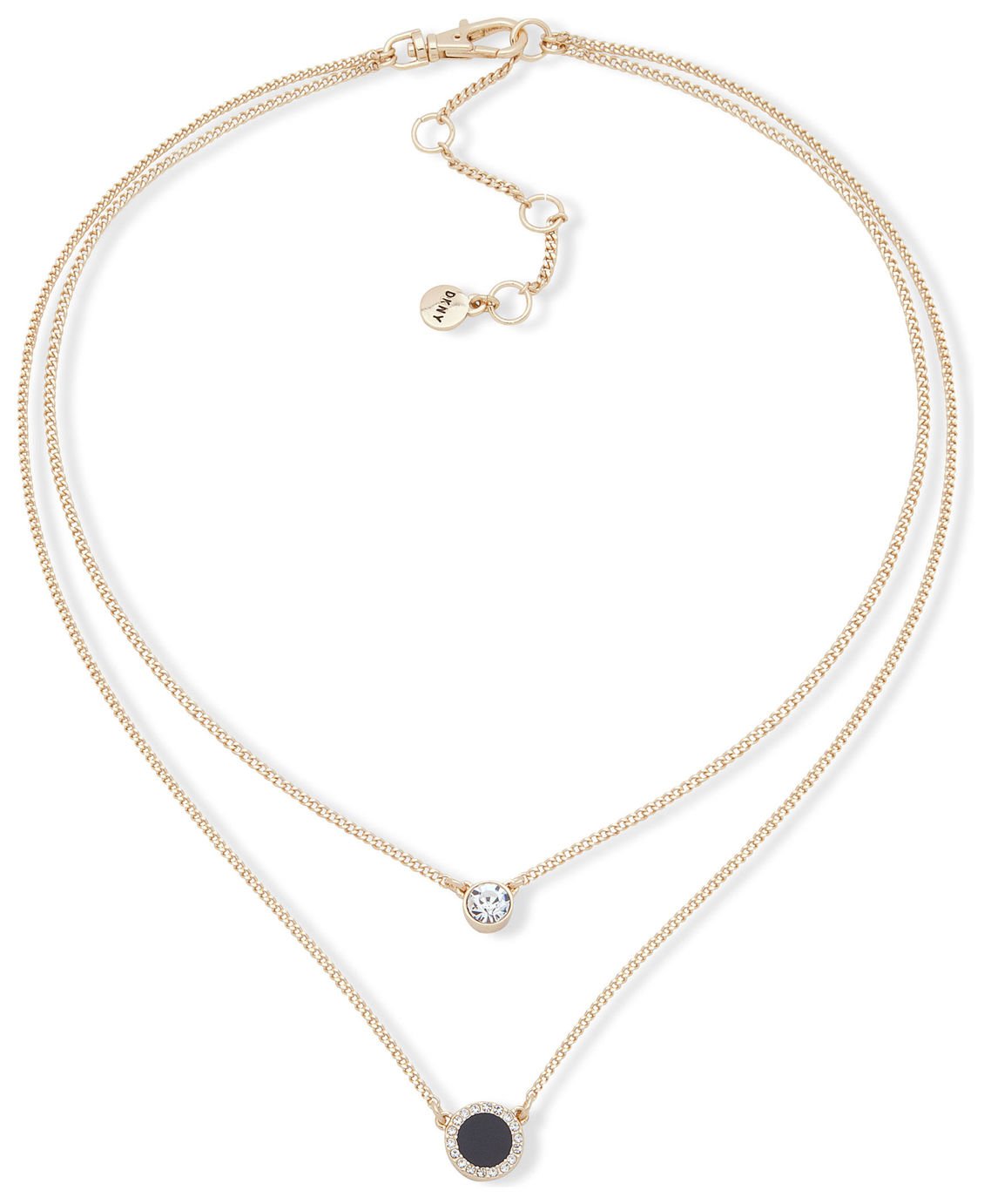 DKNY Gold & Black Colour Double Layer Pendant Necklace