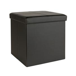 Argos Home Tilly Small Faux Leather Stitched Ottoman