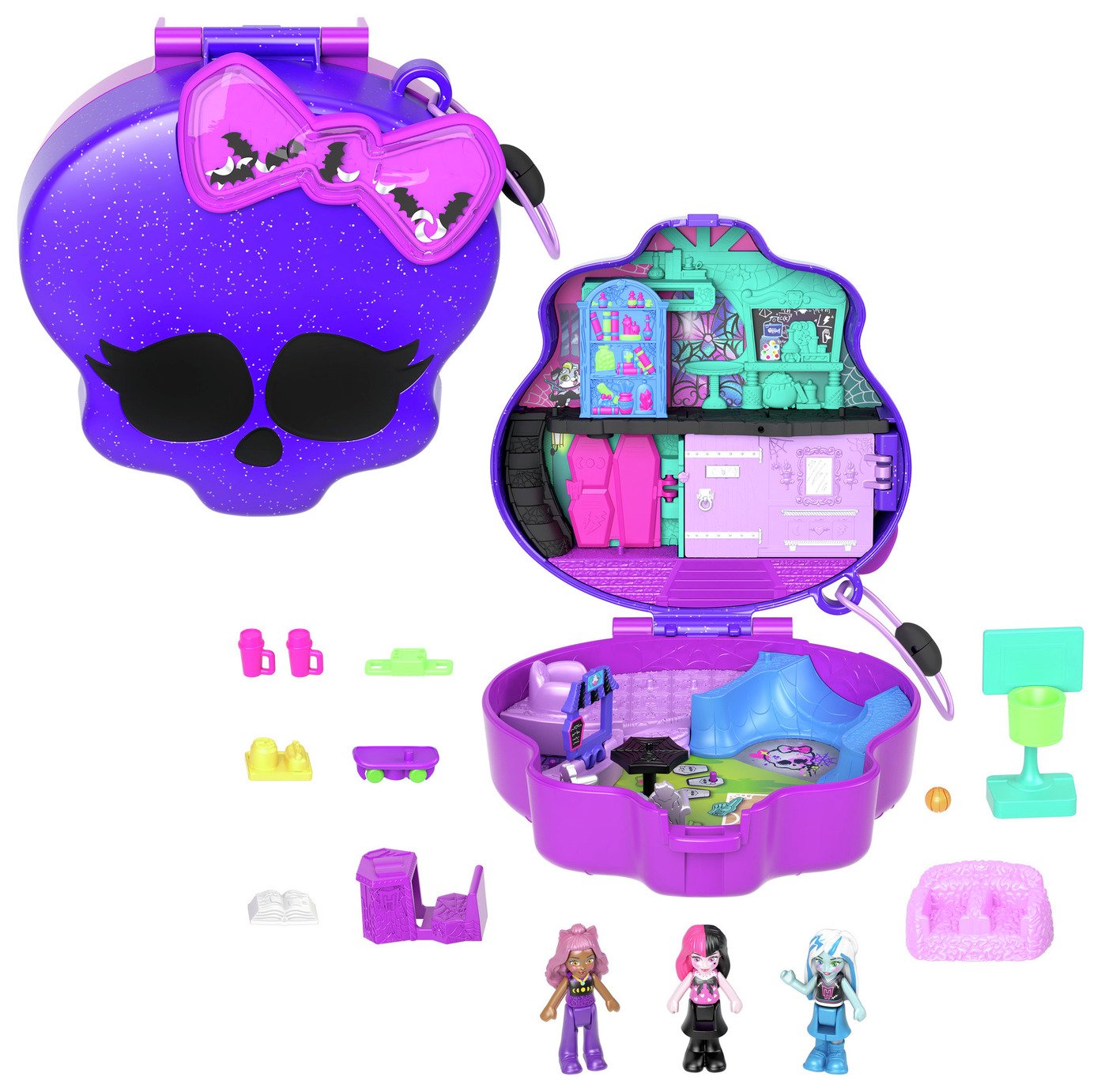 Polly Pocket Monster High Playset and 3 Micro Dolls