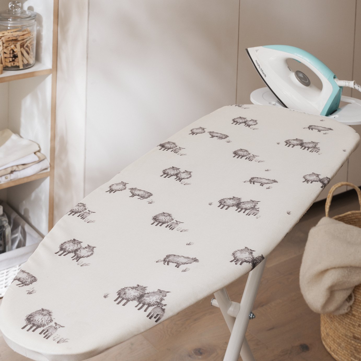 Argos Home Med 110 x 34cm Ironing Board Cover -Country Sheep